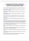 Cognitive Psychology- Attention  &lpar;COGSCI 1B&rpar; Exam 2024 Q&A