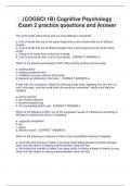 &lpar;COGSCI 1B&rpar; Cognitive Psychology  Exam 2 practice questions and Answer