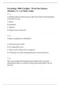 Psychology 1000 &lpar;Guelph&rpar; - Week One Quizzes &lpar;Modules 1&period;1&comma; 1&period;2&rpar; Study Guide