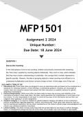 MFP1501 Assignment 2 &lpar;ANSWERS&rpar; 2024 - DISTINCTION GUARANTEED