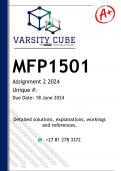 MFP1501 Assignment 2 &lpar;DETAILED ANSWERS&rpar; 2024 - DISTINCTION GUARANTEED