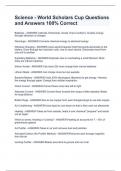 Science - World Scholars Cup Questions and Answers 100&percnt; Correct  