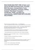BAO EXAM 2024 PART ONE &lpar;A flash card set for the BAO licensing exam&colon; Includes BAO Structure&comma; Compensation Fund&comma; Licensing&comma; Soliciting&comma; Contracts&comma; Selling Caskets&comma; Vital Stats&comma; Cremation Certificates&comma; PODs&comma; and Ship out requirements&period;&rpar; QUESTIONS WITH SOLVED