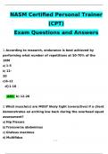 NASM CPT Test Exam 2024 Expected Questions and Answers &lpar;Verified by Expert&rpar;