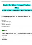 NASM CPT Final Exam 2024 Expected Questions and Answers &lpar;Verified by Expert&rpar;