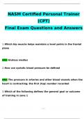 NASM CPT 2023 Exam 2024 Expected Questions and Answers &lpar;Verified by Expert&rpar;