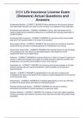 2024 Life Insurance License Exam  &lpar;Delaware&rpar; Actual Questions and  Answers