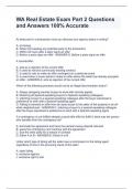 WA Real Estate Exam Part 2 Questions and Answers 100&percnt; Accurate 