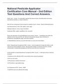 National Pesticide Applicator Certification Core Manual - 2nd Edition  Test Questions And Correct Answers&period;