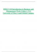 BMGT 110 Introduction to Business and  Management Week 2 Quiz 1 &lpar;V2&rpar;  University of Mary Land Global Campus