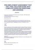 PRE-EMPLOYMENT ASSESSMENT TEST 100&percnt; TRIAL SOLUTION GUIDE WITH COMPLETE EXPECTED QUESTIONS AND ANSWERS