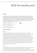 HESI Nursing Research with 100&percnt; correct answers