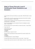 State of Texas Security Level II Certification Exam Questions and Answers