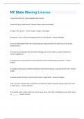 NY State Waxing License Questions and Answers &lpar;Graded A&plus;&rpar;