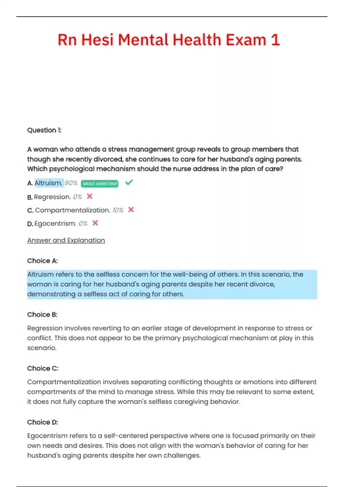 Rn Hesi Mental Health Exam 1 questions with well-detailed Answers - RN ...