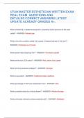 UTAH MASTER ESTHETICIAN WRITTEN EXAM  REAL EXAM QUESTIONS AND DETAILED CORRECT ANSWERS LATEST  UPDATE ALREADY GRADED A&plus;&period;