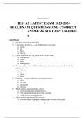 HESI A2 LATEST EXAM 2023-2024 REAL EXAM QUESTIONS AND CORRECT ANSWERS&vert;ALREADY GRADED A