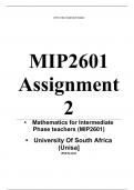 Exam &lpar;elaborations&rpar;   MIP2601 Assignment 2 &lpar;COMPLETE ANSWERS&rpar; 2024 - 12 June 2024 &bull;&Tab;Course &bull;&Tab;Mathematics for Intermediate Phase teachers &lpar;MIP2601&rpar; &bull;&Tab;Institution &bull;&Tab;University Of South Africa &lpar;Unisa&rpar; &bull;&Tab;Book &bull;&Tab;Teaching Foundation Mathematics   Assignment 2 &lpar;