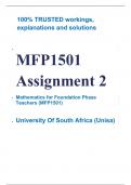 Exam &lpar;elaborations&rpar; MFP1501 Assignment 2 &lpar;COMPLETE ANSWERS&rpar; 2024 - 18 June 2024 &bull;&Tab;Course &bull;&Tab;Mathematics for Foundation Phase Teachers &lpar;MFP1501&rpar; &bull;&Tab;Institution &bull;&Tab;University Of South Africa &lpar;Unisa&rpar; &bull;&Tab;Book &bull;&Tab;Teaching Mathematics MFP1501 Assignment 2 &lpar;COMPLETE 