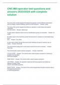 CNC Mill operator test questions and  answers 2023&sol;2024 with complete  solution