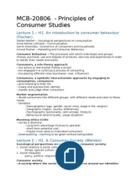 MCB-20806 samenvatting colleges Principles of Consumer Studies