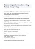 Medical-Surgical Nursing Exam 1 &lpar;Key Terms&rpar; - Jersey College Exam Questions And Answers 