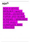 AQA A LEVEL BIOLOGY 7402&sol;1 PAPER 1 QUESTIO PAPER AND MARK SCHEME &lbrace; MERGED&rcub; JUNE 2023 &vert; 