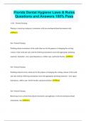 Florida Dental Hygiene Laws & Rules Questions and Answers 100&percnt; Pass