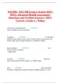 NSG500 &sol; NSG 500 Exam 1 &lpar;Latest 2024 &sol; 2025&rpar;&colon; Advanced Health Assessment &vert; Questions and Verified Answers &vert; 100&percnt; Correct &vert; Grade A - Wilkes
