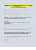 Markets & Institutions UPDATED Questions  and CORRECT Answers