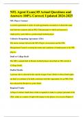 NFL Agent Exam&vert; 85 Actual Questions and Answers 100&percnt; Correct&vert; Updated 2024-2025