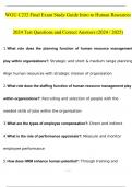 WGU C232 Final Exam Study Guide Intro to Human Resources Expected 2024 Test Questions and Answers (2024 / 2025) (Verified Answers)