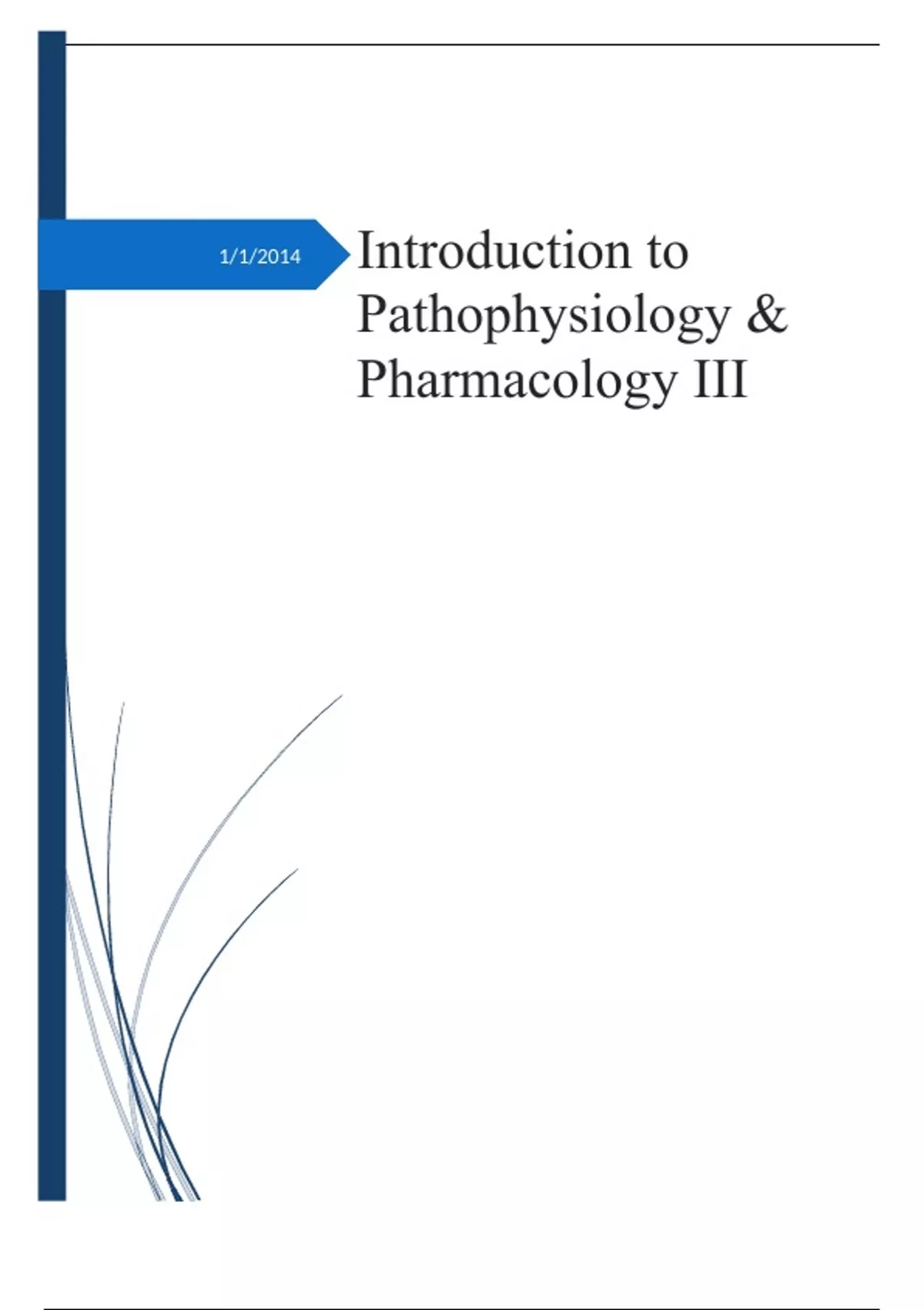 Introduction to Pathophysiology & Pharmacology III - Pathophysiology ...