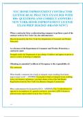 NYC HOME IMPROVEMENT CONTRACTOR  LICENSE REAL PRACTICE EXAM 2024 WITH  100&plus; QUESTIONS AND CORRECT ANSWERS &sol;  NEW YORK HOME IMPROVEMENT LICENSE  EXAM PREP 2024&sol;2025 &lpar;BRAND NEW&excl;&excl;&rpar;
