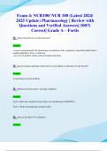 Exam 4&colon; NUR100&sol; NUR 100 &lpar;Latest 2024&sol; 2025 Update&rpar; Pharmacology &vert; Review with Questions and Verified Answers&vert; 100&percnt; Correct&vert; Grade A &ndash; Fortis