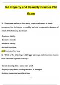 NJ Property and Casualty Practice PSI Exam Actual Exam with Questions and Answers &lpar;2024 &sol; 2025&rpar; 100&percnt; Guarantee Pass