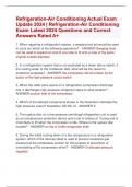 Refrigeration-Air Conditioning Actual Exam  Update 2024 &vert; Refrigeration-Air Conditioning Exam Latest 2024 Questions and Correct  Answers Rated A&plus; &vert; Verified Refrigeration-Air Conditioning Quizexa with Accurate Solutions Aranking Allpass 