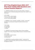 ACT Prep &lpar;English&rpar; Exam 2024 &vert; ACT  Prep Exam Update 2024 Questions and  Correct Answers Rated A&plus;