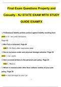 NJ Property and Casualty - STATE EXAM Final Exam Questions WITH STUDY GUIDE EXAMFX Actual Exam with Questions and Answers &lpar;2024 &sol; 2025&rpar; 100&percnt; Guarantee Pass