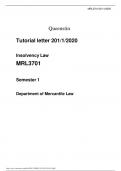 Insolvency Law MRL3701  Semester 1  Department of Mercantile Law