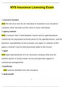 NYS Insurance Licensing Exam Actual Exam with Questions and Answers &lpar;2024 &sol; 2025&rpar; 100&percnt; Guarantee Pass