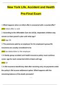 New York Life&comma; Accident and Health Pre-Final Exam Actual Exam with Questions and Answers &lpar;2024 &sol; 2025&rpar; 100&percnt; Guarantee Pass