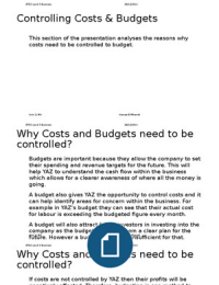 BTEC Business Level 3 - M4 analyse the reasons why costs need to be controlled to budget.