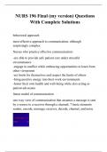 NURS 196 Final &lpar;my version&rpar; Questions With Complete Solutions