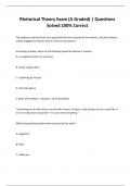 Rhetorical Theory Exam &lpar;A Graded&rpar; &vert; Questions Solved 100&percnt; Correct