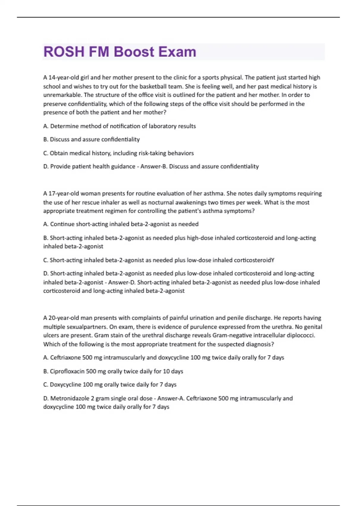 Rosh Exam Packaged Latest 2024 ,2025 with complete solutions - Stuvia US