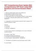 CDT Comprehensive Exam Update 2024  &vert; Comprehensive CDT Exam Latest 2024  Questions and Correct Answers Rated  A&plus;