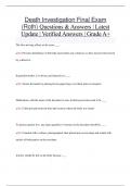 Death Investigation Final Exam  &lpar;Roth&rpar; Questions & Answers &vert; Latest  Update &vert; Verified Answers &vert; Grade A&plus;