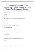 Sanitation Practice Exam Pack Questions & Answers &vert; Latest Update &vert; Verified Answers &vert; Grade A&plus;