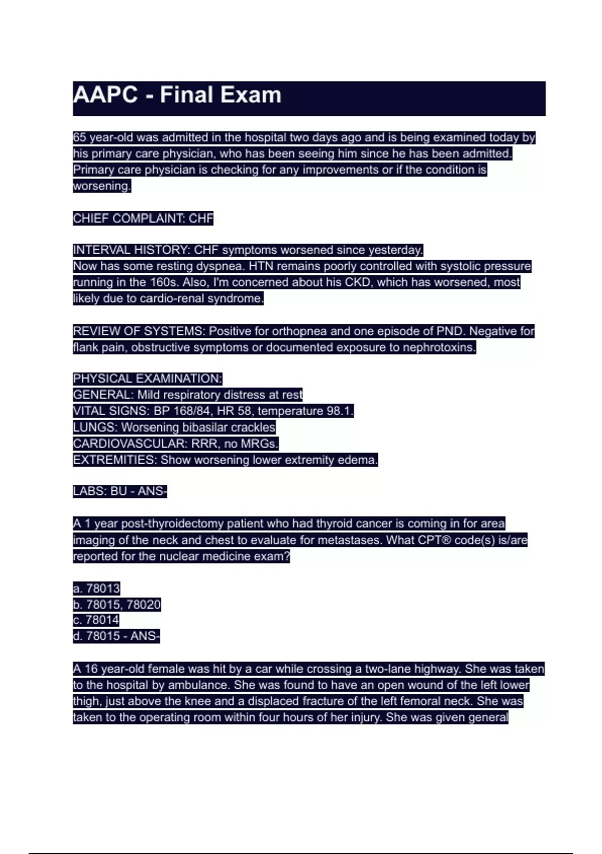 AAPC - Final Exam. (Latest 2025 / 2026 Update): Actual Exam Questions ...
